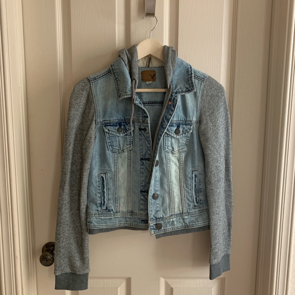 American Eagle denim hoodie.